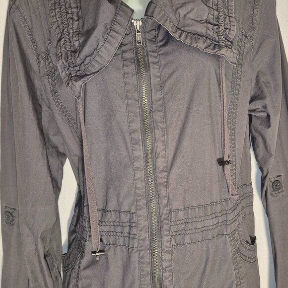 DECREE lightweight utility jacket. Green, zippered front, flip up collar, XL - Picture 5 of 16